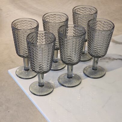 SET X 6 COPAS LABRADAS GRIS 300ML