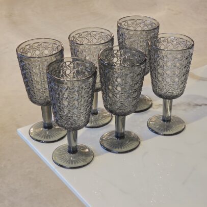 SET X 6 COPAS LABRADAS GRIS 300ML