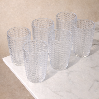 Vasos de vidrios Labrados Transparentes CAJA X6 UNIDADES