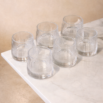 Vasos de vidrios Labrados de Whisky pack de 6