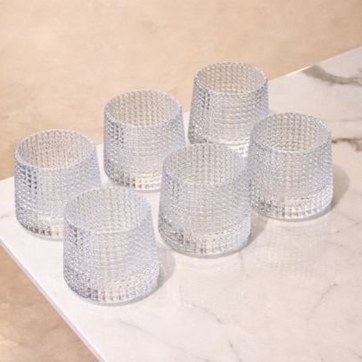 Vasos de vidrios Labrados de Whisky pack de 6