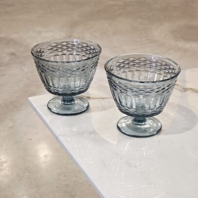 SET X 6 COMPOTERAS LABRADAS ROMBO AZUL