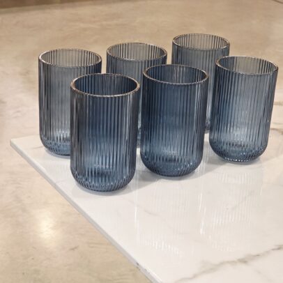 SET X 6 VASOS LABRADOS RAYAS AZUL 430ML (EMA 38-1)