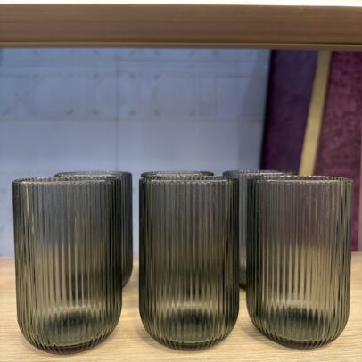 VASO DE VIDRIO LABRADA VERDE 7.7*12.7CM X 6 UNIDADES. (EMC 31-11)