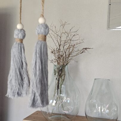 Puertero Macrame Algodon Gris