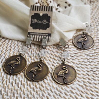 PESAS DE METAL MEDALLA FLAMENCO BRONCE  X 4 UNIDADES