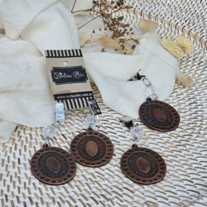 PESAS DE MANTEL OVAL COBRE X 4 UNIDADES