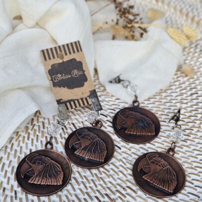 PESAS DE METAL MEDALLA LORO COBRE  X 4 UNIDADES