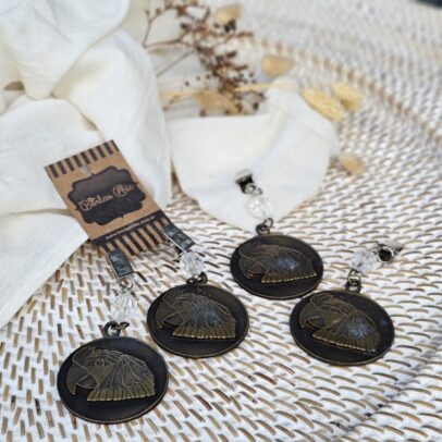 PESAS DE METAL MEDALLA LORO BRONCE  X 4 UNIDADES