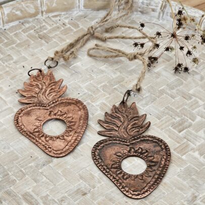 COLGANTE CORAZON MILAGROSO  COBRE 13*8.