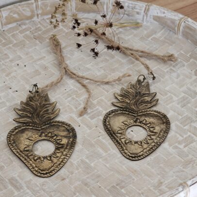 COLGANTE CORAZON MILAGROSO  BRONCE 13*8.