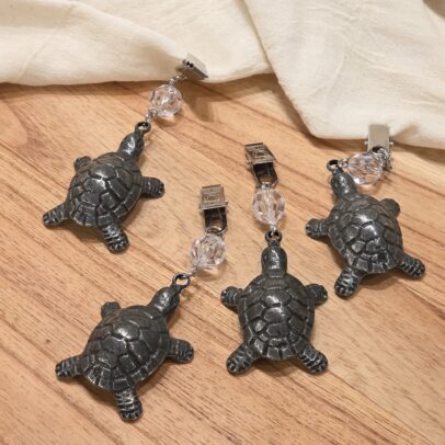 PESAS DE METAL TORTUGA PLATA X 4 UNIDADES