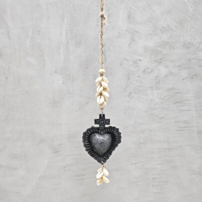 COLGANTE DE METAL CORAZON MEXICANO PLATA/BUZIOS