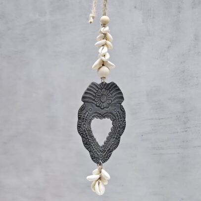 COLGANTE DE METAL CORAZON CALADO MEXICANO PLATA/BUZIOS