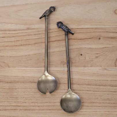 Juego Para Ensalada Loro de metal Bronce