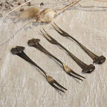 Tenedor picada Ginkgo Bronce