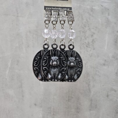 PESAS PARA MANTEL RABBIT METAL PLATA X 4 UNIDADES