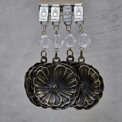 PACK X 4 PESAS DE MANTEL ROSETA METAL BRONCE