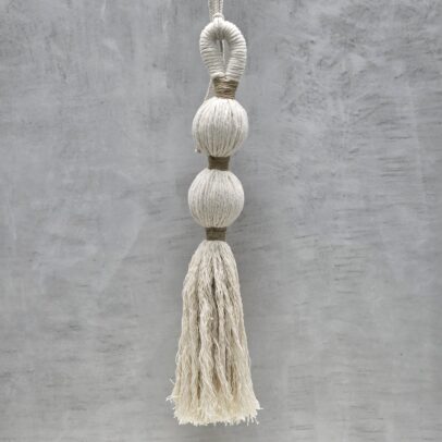 BORLA MACRAME 2 ESFERAS NATURAL/YUTE (80 CM C/CUERDA)