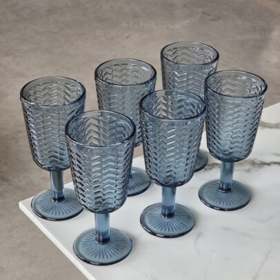 COPA DE VIDRIO LABRADA AZUL X 6 UNIDADES.
