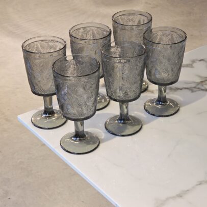 COPA DE VIDRIO LABRADA GRIS  X 6 UNIDADES.