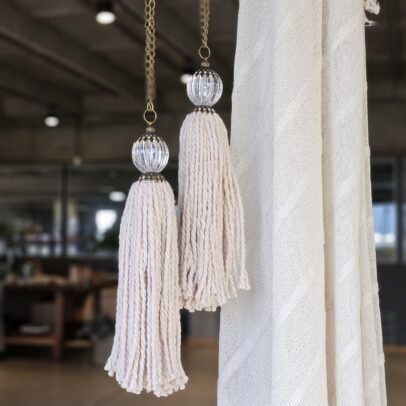 Puertero Acrilico Esfera Lana Algodon Beige