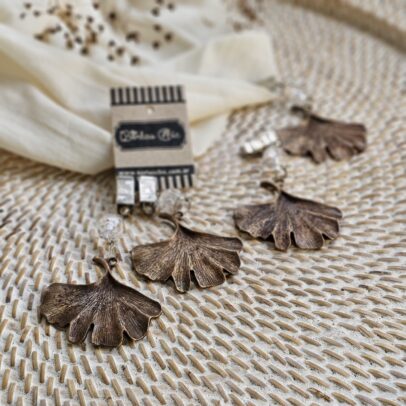 PESAS DE METAL GINKGO BRONCE  X 4 UNIDADES