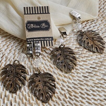 PESAS DE METAL MONSTERA BRONCE  X 4 UNIDADES