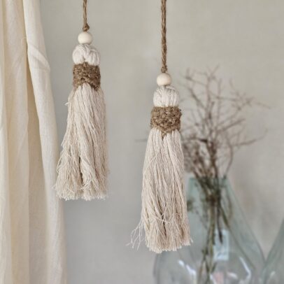 Puertero macrame hilo con yute crudo