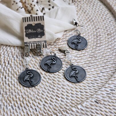 PESAS DE METAL MEDALLA FLAMENCO PLATA  X 4 UNIDADES
