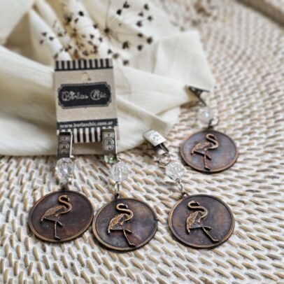 PESAS DE METAL MEDALLA FLAMENCO COBRE  X 4 UNIDADES