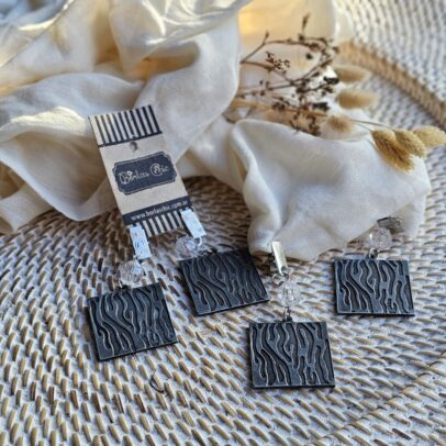 PESAS DE METAL CUADRADA ANIMAL PRINT PLATA X 4 UNIDADES