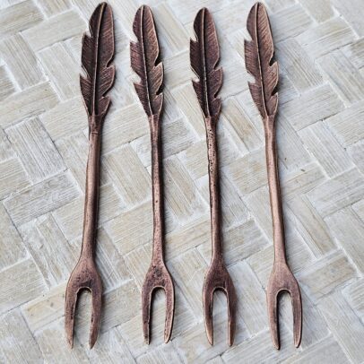 Tenedor Picada Pluma Cobre