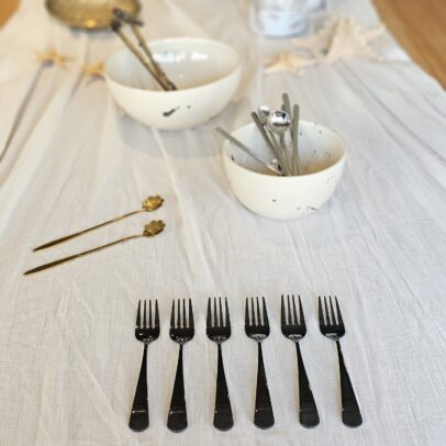 TENEDOR ACERO NEGRO X 1 UNIDAD.