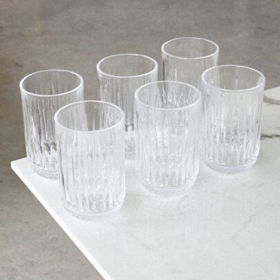 Vaso de Vidrio Labrada Transparente 7.7cm*12.7cm x6 unidades (18-30)
