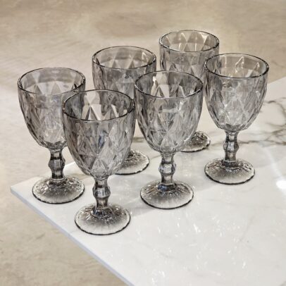 SET X 6 COPAS LABRADAS GRIS 320ML