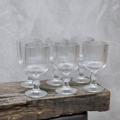 SET X 6 COPAS DE VIDRIO RAYAS TRANSP 380 ML