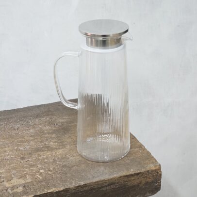 JARRA DE VIDRIO RAYAS TRANSPARENTE 9.5*24 CM x 1300ML  (17-4-1)