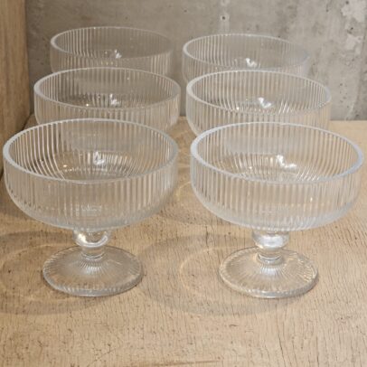 SET X 6 COMPOTERAS DE VIDRIO LABRADAS TRANSPARENTE 10*12CM (17-2-2)