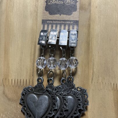 PESAS DE METAL CORAZON MEXICANO PLATA X 4 UNIDADES