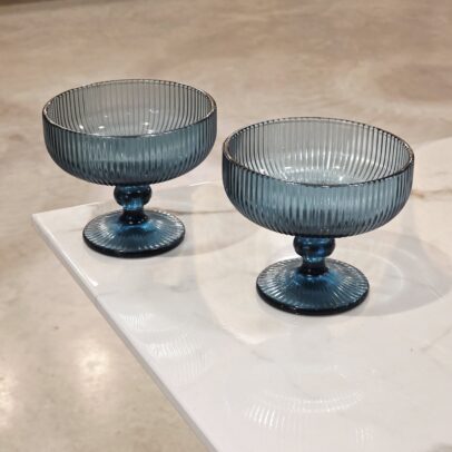 SET X 6 COMPOTERAS RAYAS LABRADAS AZUL (EMA 38-3)