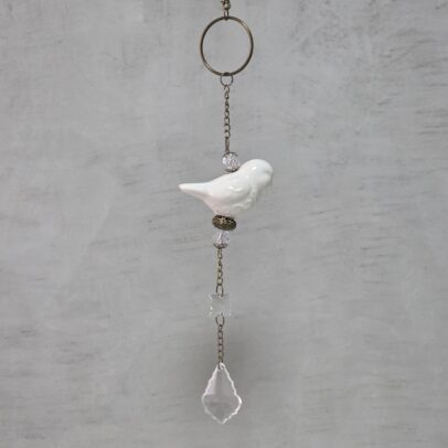 COLGANTE TIRA PAJARITO NATURAL CON CAIREL DE VIDRIO