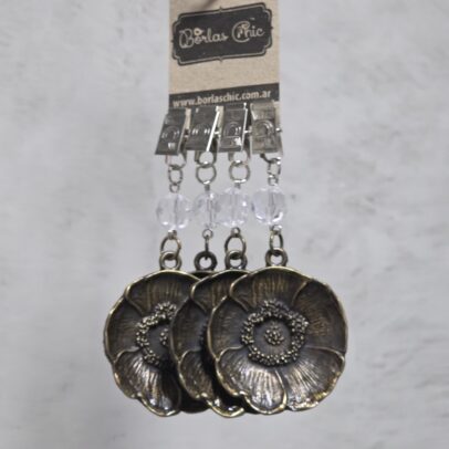 PESAS DE METAL FLOR ZOE BRONCE  X 4 UNIDADES