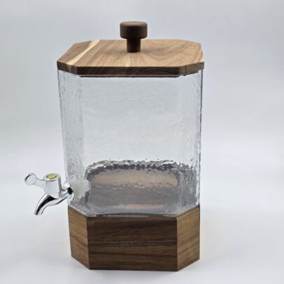 DISPENSER DE VIDRIO C/ TAPA Y BASE MADERA ACACIA X 5000 ML