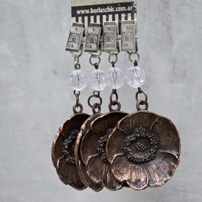 PACK X 4 PESAS DE MANTEL FLOR ZOE METAL COBRE