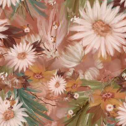 MANTEL TROPICAL MECÁNICO/ ESTAMPADO FLORECER MARGARITAS ROSA 3 X 1,40 MTS APROX