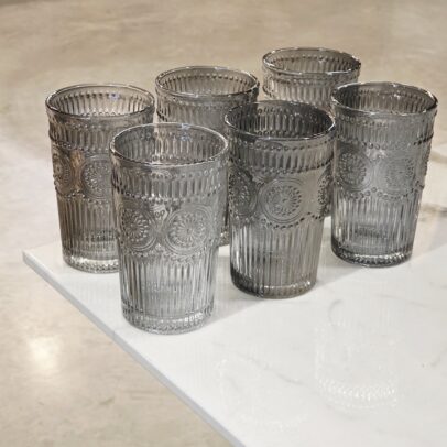 SET X 6 VASOS LABRADOS GRIS 380 ML