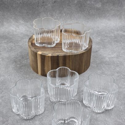 SET COPETINERO FLOR TRANSPARENTE 9.5*9*7CM 260 ML GRANDE .X6 UNIDADES.(HE 13)