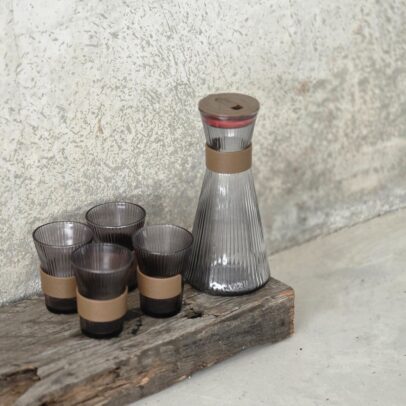 PACK X 5 / BOTELLA 1000ML 4 VASOS 240ML GRIS