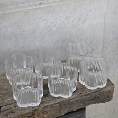 PACK X 6 COPETINEROS FLOR VIDRIO TRANSP  9*7*7 CM X 260 ML GRANDE